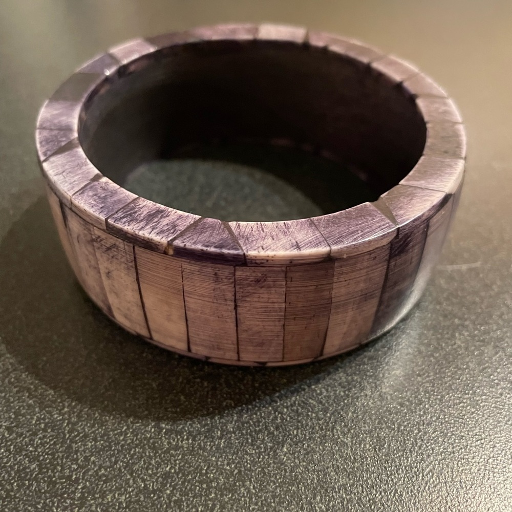 Blue and grey tone boho chic art bangle